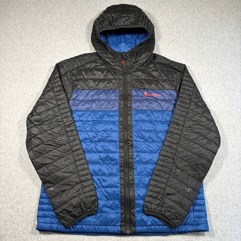 Cotopaxi Capa Hooded Jacket Mens XL Blue Black Puffy Insulated Coat Puffer